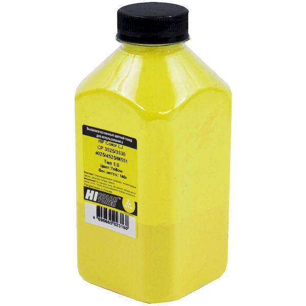 Тонер для картриджа Hi-Black HP CLJ CP3525/3530/4025/4525/M551, ТИП 1.0, YELLOW, 140 Г, БАНКА